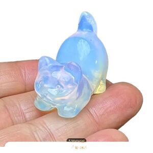 New! Natural Carved Cat in Opal Balance Stone